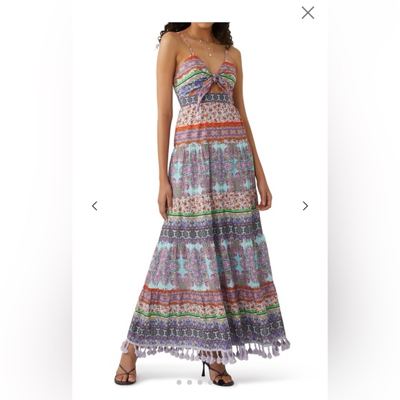 Alice and Olivia Minka Tie Front Maxi Dress Women's 4 Multi Printed Sleeveless - Picture 5 of 10